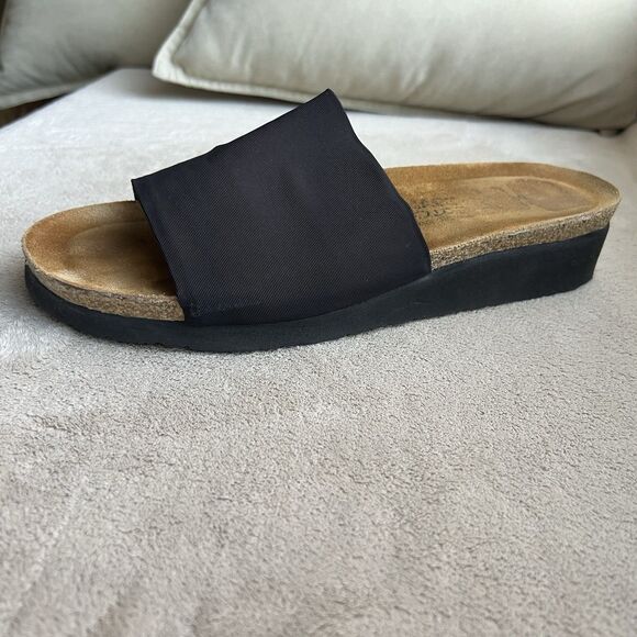 Naot Alana Black Slide Cork Wedge Sandal Women EU 40 US 8.5-9 Comfort Casual - Picture 2 of 13